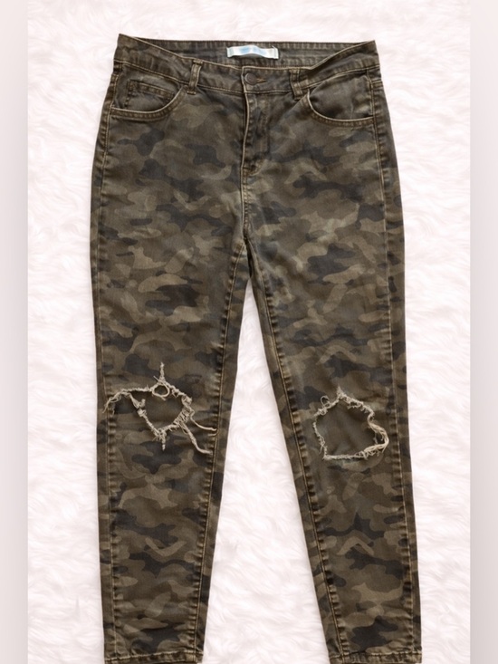 Highway Jeans Denim - Highway Jeans Camo Skinny Jeans Womens 11/12 Distressed Knee Olive Green Y2K